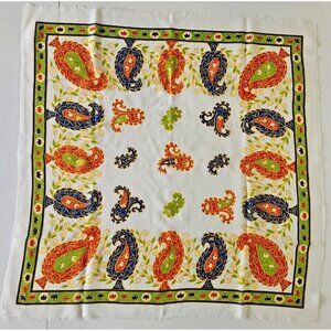 Vintage Unbranded Paisley with Geometric Boarders Print Womens Scarf Shawl Throw